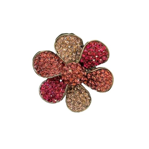 Womens Rhinestone Ring Floral Pink  One Size Fits Most - Picture 1 of 2